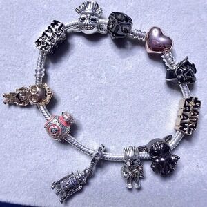 Star Wars European Charm Bracelet BUNDLE Darth Vader Yoda BB8 R2D2 fits PANDORA